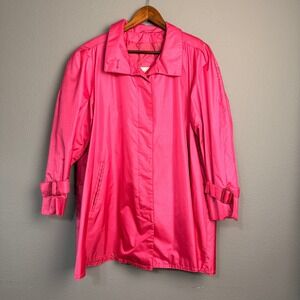 Neiman Marcus Sz 6 Princess Pink Oversized Trench Raincoat Nylon Water Resistant